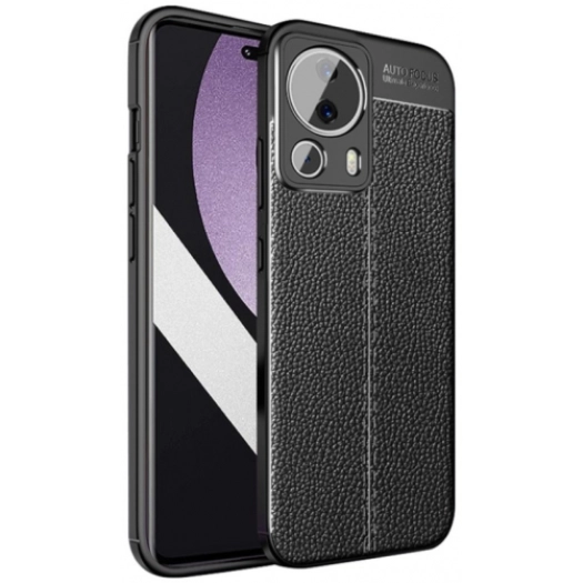 Xiaomi Mi 13 Lite Kılıf Deri Görünümlü Lüks Parmak İzi Bırakmaz Niss Silikon Kapak - Siyah