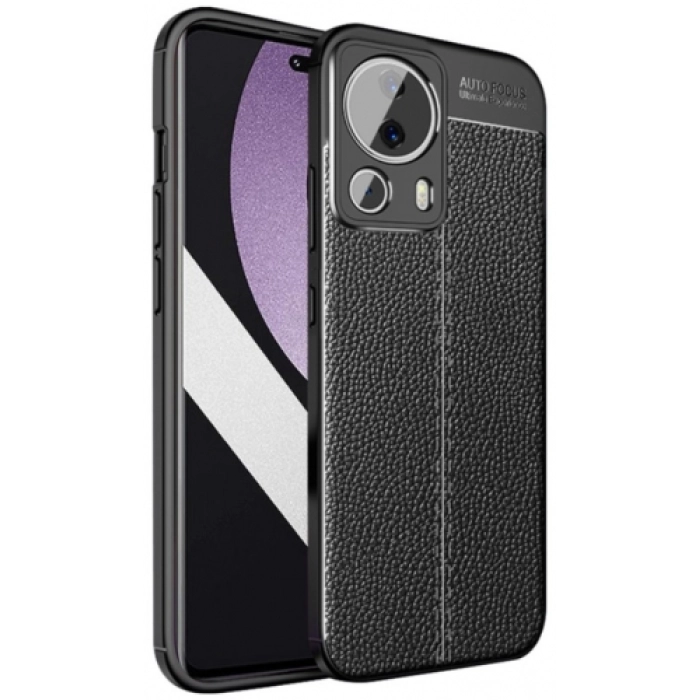 Xiaomi Mi 13 Lite Kılıf Deri Görünümlü Lüks Parmak İzi Bırakmaz Niss Silikon Kapak - Siyah