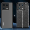 Xiaomi Mi 13 Pro Kılıf Deri Görünümlü Lüks Parmak İzi Bırakmaz Niss Silikon Kapak - Siyah