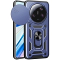 Xiaomi Mi 13 Ultra Kılıf Zırhlı Standlı Silikon Sürgülü Kamera Korumalı Tank Kapak - Mavi