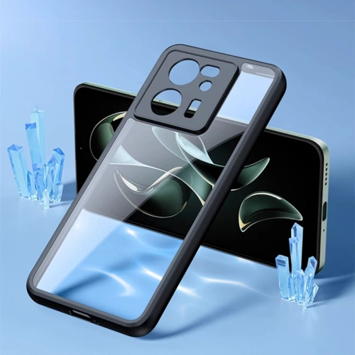 Xiaomi Mi 13T Kılıf Arkası Şeffaf Kenarları Silikon Lüks Roll Kapak - Siyah