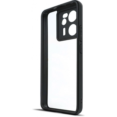 Xiaomi Mi 13T Kılıf Arkası Şeffaf Kenarları Silikon Lüks Roll Kapak - Siyah