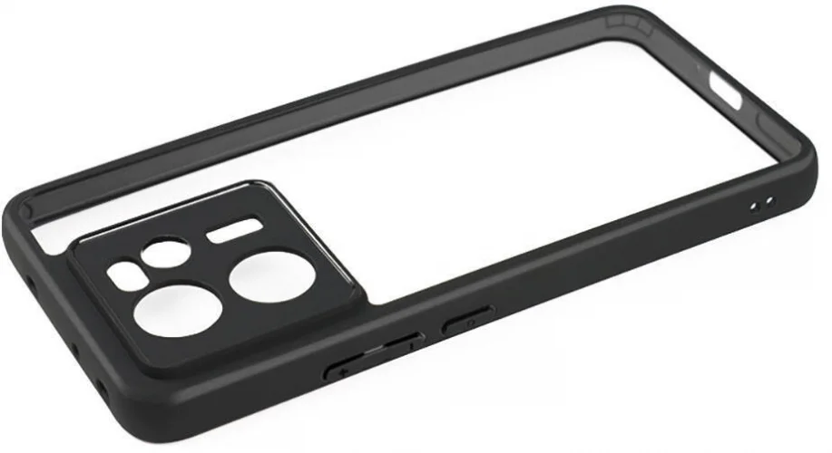Xiaomi Mi 13T Kılıf Arkası Şeffaf Kenarları Silikon Lüks Roll Kapak - Siyah