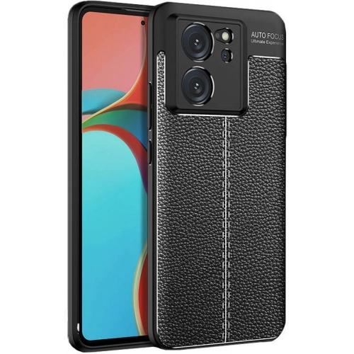 Xiaomi Mi 13T Kılıf Deri Görünümlü Lüks Parmak İzi Bırakmaz Niss Silikon Kapak - Siyah