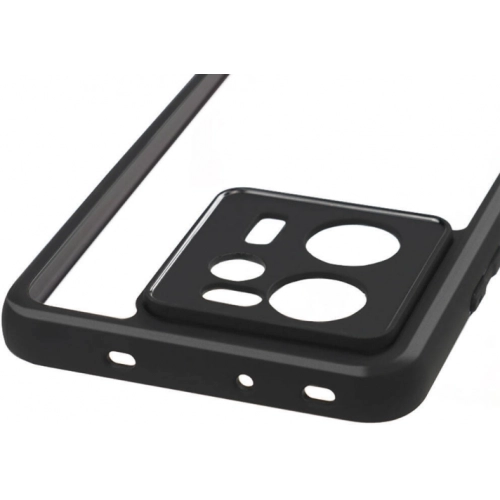 Xiaomi Mi 13T Pro Kılıf Arkası Şeffaf Kenarları Silikon Lüks Roll Kapak - Siyah