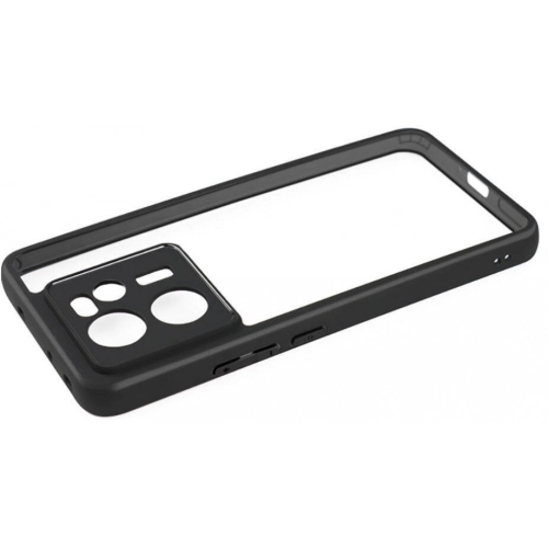 Xiaomi Mi 13T Pro Kılıf Arkası Şeffaf Kenarları Silikon Lüks Roll Kapak - Siyah