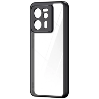 Xiaomi Mi 13T Pro Kılıf Arkası Şeffaf Kenarları Silikon Lüks Roll Kapak - Siyah