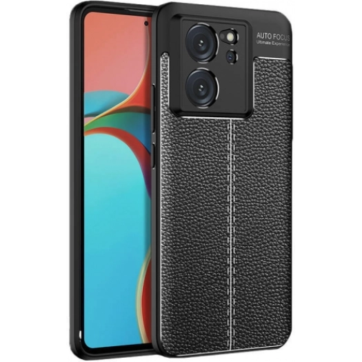 Xiaomi Mi 13T Pro Kılıf Deri Görünümlü Lüks Parmak İzi Bırakmaz Niss Silikon Kapak - Siyah