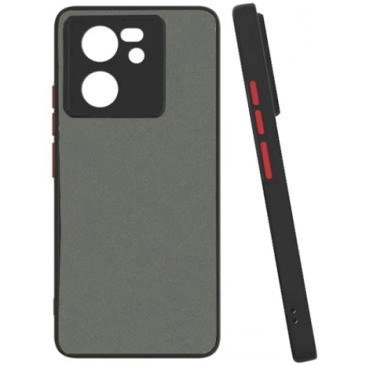 Xiaomi Mi 13T Pro Kılıf Kamera Korumalı Arkası Şeffaf Mat Silikon Kapak - Siyah