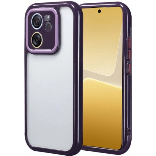 Xiaomi Mi 13T Pro Kılıf Kamera Korumalı Renkli Kenar ve Çerçeve Tasarımlı Vitamin Kapak - Koyu Mor