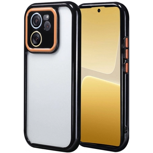 Xiaomi Mi 13T Pro Kılıf Kamera Korumalı Renkli Kenar ve Çerçeve Tasarımlı Vitamin Kapak - Siyah