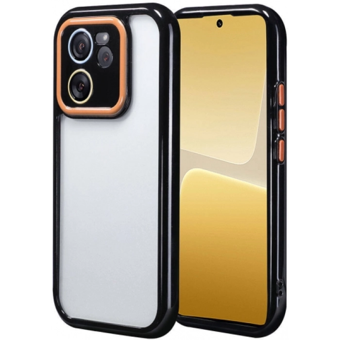 Xiaomi Mi 13T Pro Kılıf Kamera Korumalı Renkli Kenar ve Çerçeve Tasarımlı Vitamin Kapak - Siyah