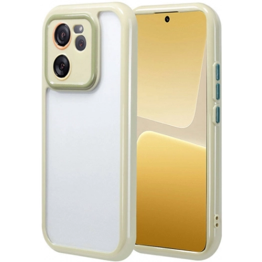 Xiaomi Mi 13T Pro Kılıf Kamera Korumalı Renkli Kenar ve Çerçeve Tasarımlı Vitamin Kapak - Yeşil