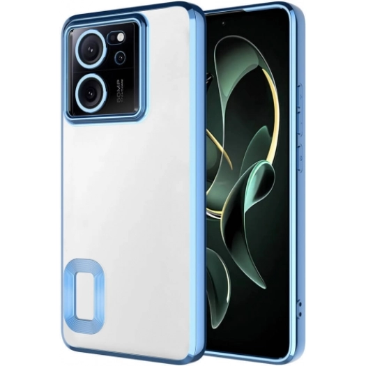 Xiaomi Mi 13T Pro Kılıf Kamera Lens Korumalı Şeffaf Renkli Logo Gösteren Parlak Kapak - Sierra Mavi