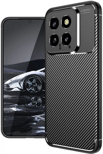 Xiaomi Mi 14 Kılıf Karbon Serisi Mat Fiber Silikon Negro Kapak - Siyah