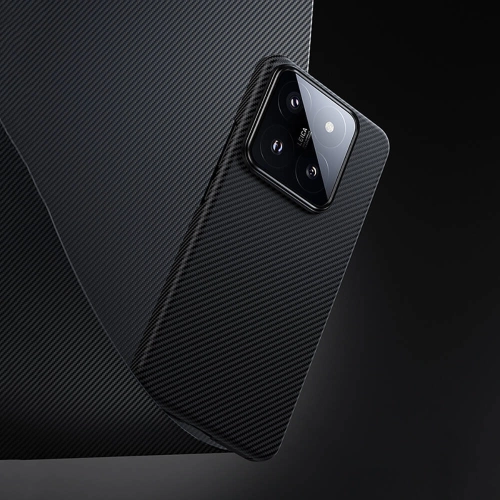Xiaomi Mi 14 (6.1) Kılıf Magsafe Özellikli Karbon Fiber Benks Essential ArmorAir 600D Kevlar Kapak - Siyah