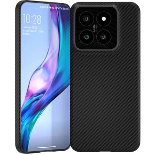 Xiaomi Mi 14 (6.1) Kılıf Magsafe Şarj Özellikli 600D Kevlar Zore Krek Karbon Kapak - Siyah