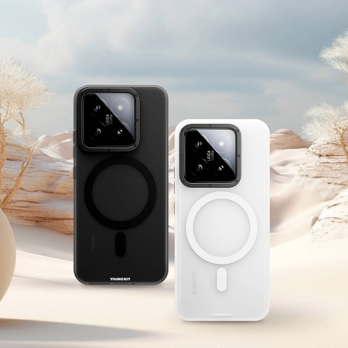 Xiaomi Mi 14 Kılıf Magsafe Şarj Özellikli Youngkit Hidden Sand Serisi Kapak - Beyaz