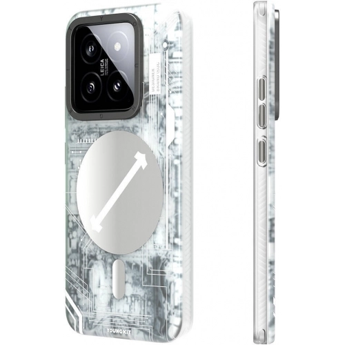 Xiaomi Mi 14 Kılıf Magsafe Şarj Özellikli YoungKit Technology Serisi Kapak - Beyaz