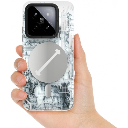 Xiaomi Mi 14 Kılıf Magsafe Şarj Özellikli YoungKit Technology Serisi Kapak - Beyaz