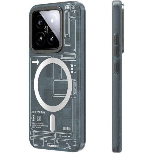 Xiaomi Mi 14 Kılıf Magsafe Şarj Özellikli YoungKit Technology Serisi Kapak - Mavi