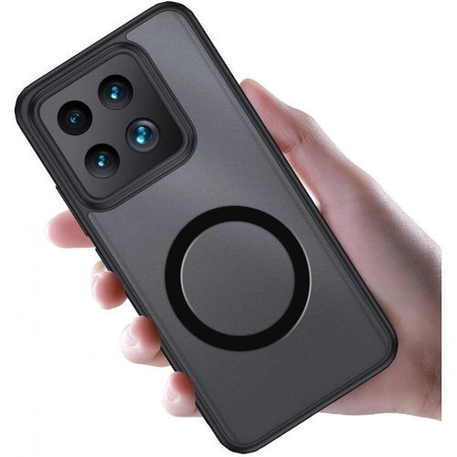 Xiaomi Mi 14 Kılıf Mat Arka Yüzey Wireless Şarj Özellikli Flet Magsafe Kapak - Siyah