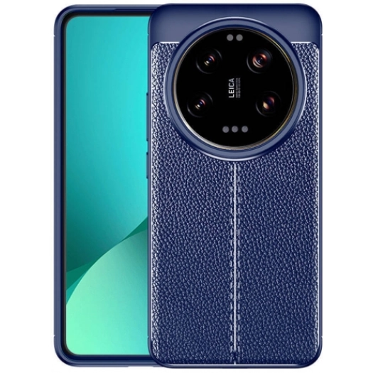 Xiaomi Mi 14 Ultra Kılıf Deri Görünümlü Lüks Parmak İzi Bırakmaz Niss Silikon Kapak - Lacivert