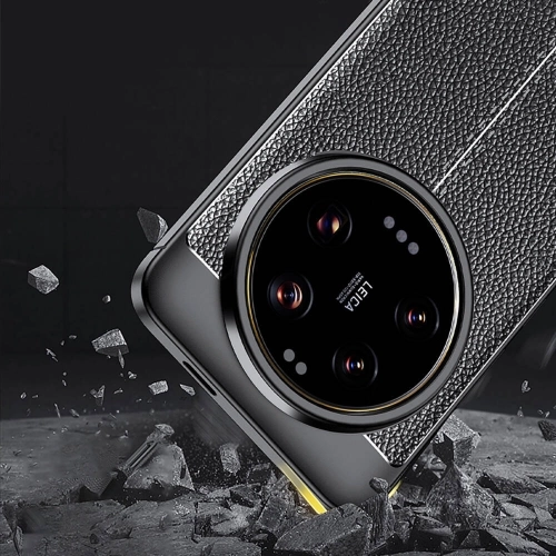 Xiaomi Mi 14 Ultra Kılıf Deri Görünümlü Lüks Parmak İzi Bırakmaz Niss Silikon Kapak - Lacivert