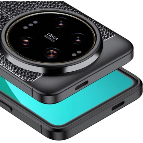 Xiaomi Mi 14 Ultra Kılıf Deri Görünümlü Lüks Parmak İzi Bırakmaz Niss Silikon Kapak - Lacivert