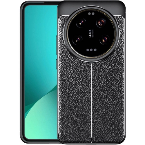 Xiaomi Mi 14 Ultra Kılıf Deri Görünümlü Lüks Parmak İzi Bırakmaz Niss Silikon Kapak - Siyah