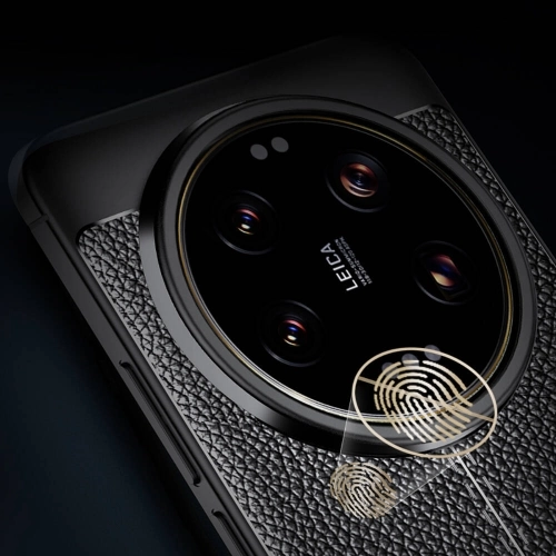 Xiaomi Mi 14 Ultra Kılıf Deri Görünümlü Lüks Parmak İzi Bırakmaz Niss Silikon Kapak - Siyah