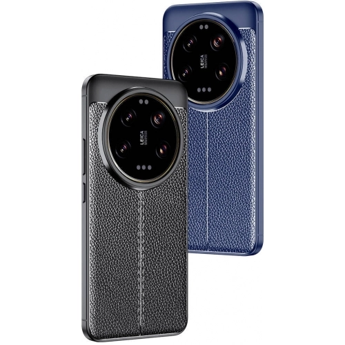 Xiaomi Mi 14 Ultra Kılıf Deri Görünümlü Lüks Parmak İzi Bırakmaz Niss Silikon Kapak - Siyah