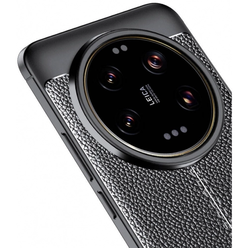 Xiaomi Mi 14 Ultra Kılıf Deri Görünümlü Lüks Parmak İzi Bırakmaz Niss Silikon Kapak - Siyah