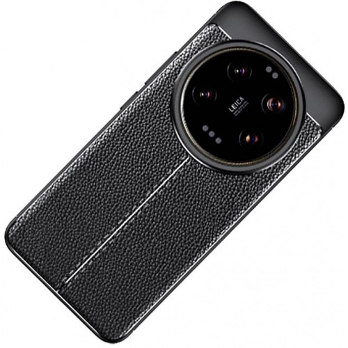 Xiaomi Mi 14 Ultra Kılıf Deri Görünümlü Lüks Parmak İzi Bırakmaz Niss Silikon Kapak - Siyah