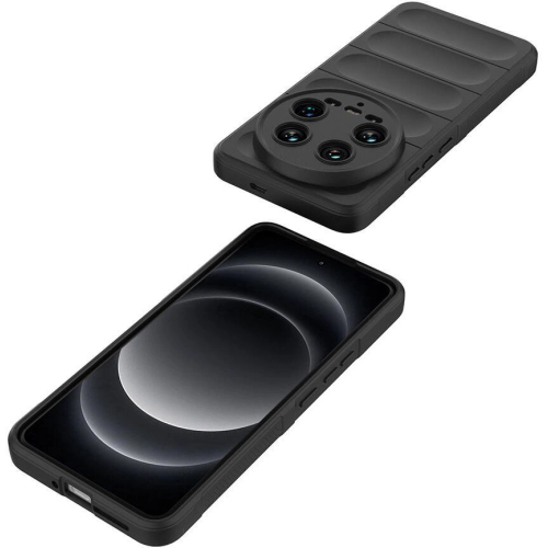 Xiaomi Mi 14 Ultra Kılıf Esnek TPU Oyuklu Arka Yüzey Tasarımlı Zore Etnik Silikon Kapak - Siyah