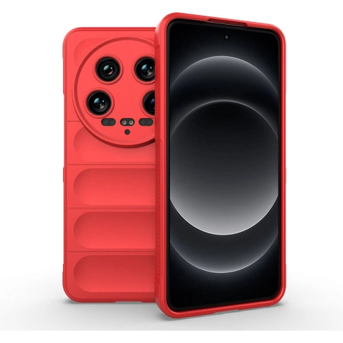 Xiaomi Mi 14 Ultra Kılıf Esnek TPU Oyuklu Arka Yüzey Tasarımlı Zore Etnik Silikon Kapak - Kırmızı