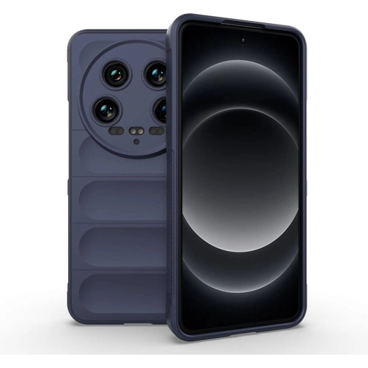 Xiaomi Mi 14 Ultra Kılıf Esnek TPU Oyuklu Arka Yüzey Tasarımlı Zore Etnik Silikon Kapak - Lacivert