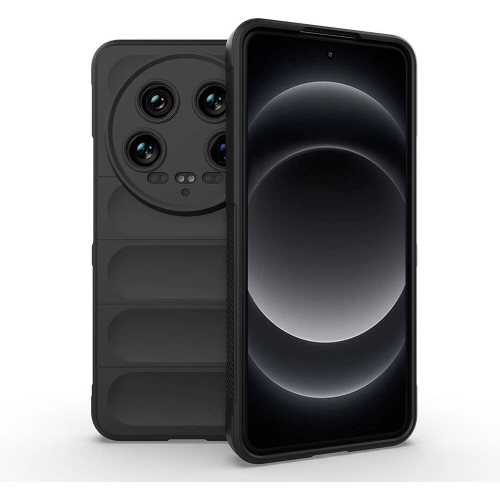 Xiaomi Mi 14 Ultra Kılıf Esnek TPU Oyuklu Arka Yüzey Tasarımlı Zore Etnik Silikon Kapak - Siyah