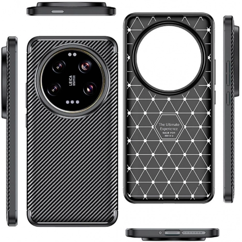 Xiaomi Mi 14 Ultra Kılıf Silikon Parmak İzi Bırakmayan Karbon Soft Negro Kapak - Siyah