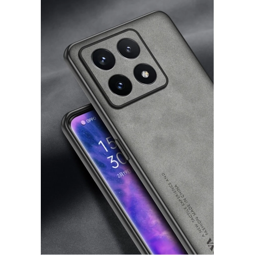 Xiaomi Mi 14T Pro ile Uyumlu Kılıf Lüks Şık Deri PU Silikon Darbeye Dayanıklı Parmak İzi Bırakmayan Hide Kapak - Siyah