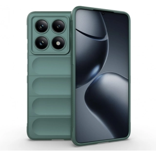 Xiaomi Mi 14T Pro Kılıf Esnek TPU Oyuklu Arka Yüzey Tasarımlı Zore Etnik Silikon Kapak - Koyu Yeşil