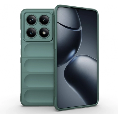 Xiaomi Mi 14T Pro Kılıf Esnek TPU Oyuklu Arka Yüzey Tasarımlı Zore Etnik Silikon Kapak - Koyu Yeşil