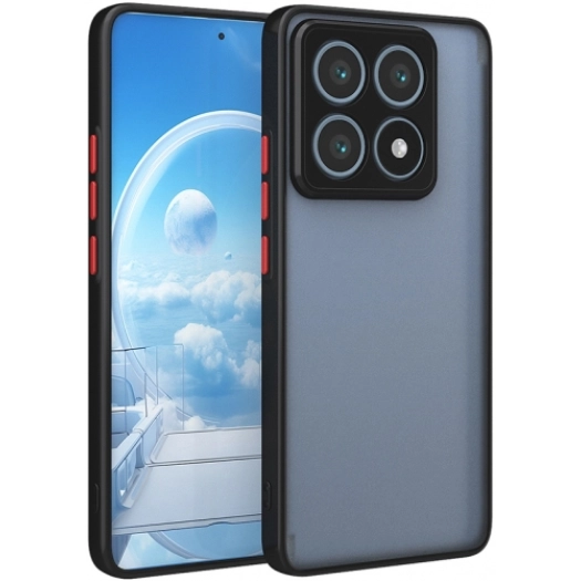 Xiaomi Mi 14T Pro Kılıf Kamera Korumalı Arkası Şeffaf Mat Silikon Kapak - Siyah