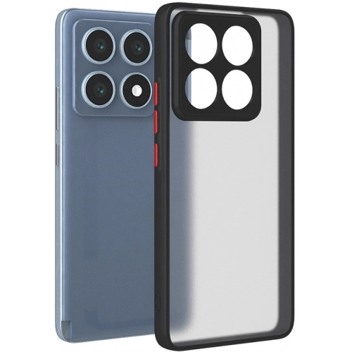 Xiaomi Mi 14T Pro Kılıf Kamera Korumalı Arkası Şeffaf Mat Silikon Kapak - Siyah