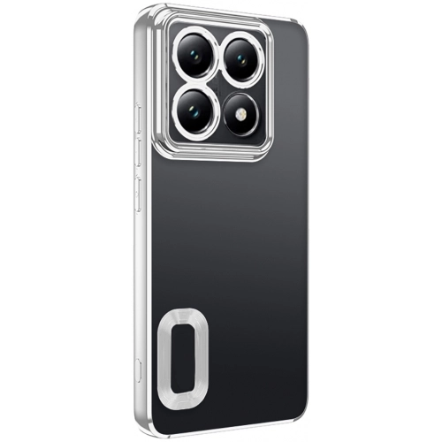 Xiaomi Mi 14T Pro Kılıf Kamera Lens Korumalı Şeffaf Renkli Logo Gösteren Parlak Kapak - Gümüş