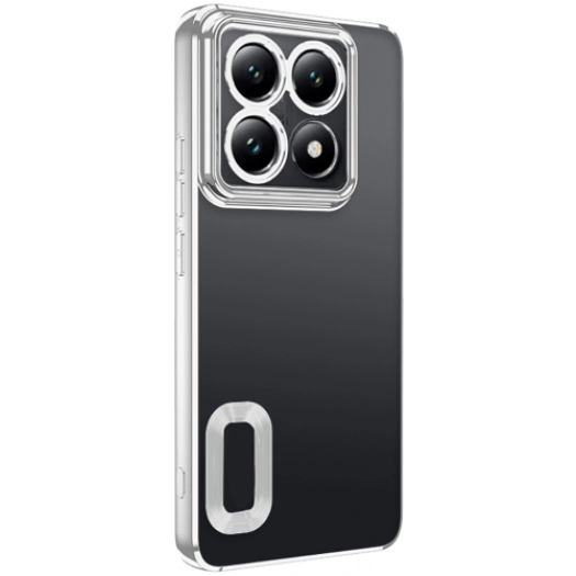 Xiaomi Mi 14T Pro Kılıf Kamera Lens Korumalı Şeffaf Renkli Logo Gösteren Parlak Kapak - Gümüş