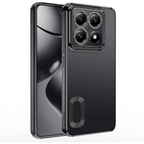 Xiaomi Mi 14T Pro Kılıf Kamera Lens Korumalı Şeffaf Renkli Logo Gösteren Parlak Kapak - Gümüş