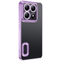 Xiaomi Mi 14T Pro Kılıf Kamera Lens Korumalı Şeffaf Renkli Logo Gösteren Parlak Kapak - Lila