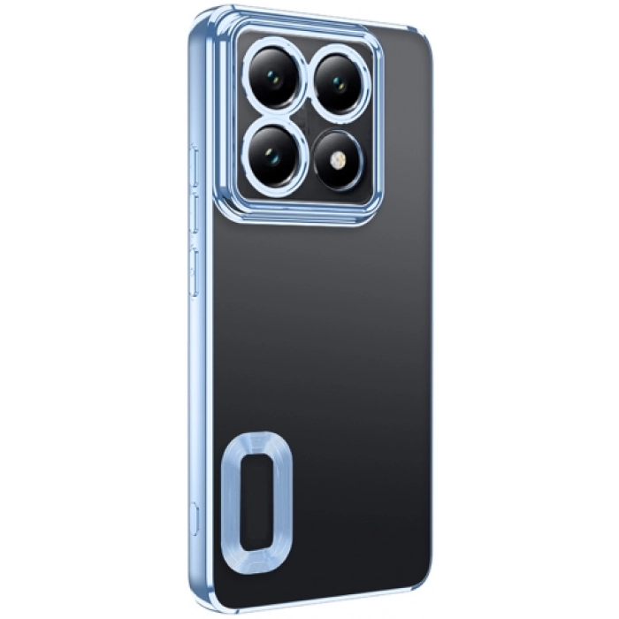 Xiaomi Mi 14T Pro Kılıf Kamera Lens Korumalı Şeffaf Renkli Logo Gösteren Parlak Kapak - Mavi
