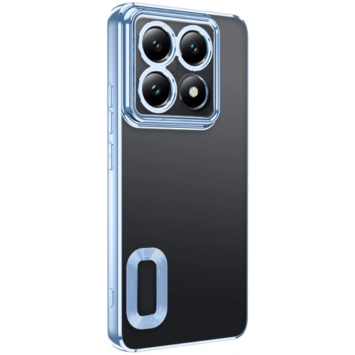 Xiaomi Mi 14T Pro Kılıf Kamera Lens Korumalı Şeffaf Renkli Logo Gösteren Parlak Kapak - Mavi